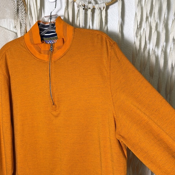 Robert Graham Men's Orange Knit Quarter Zip Long Sleeve Pullover Size Large - Picture 7 of 10